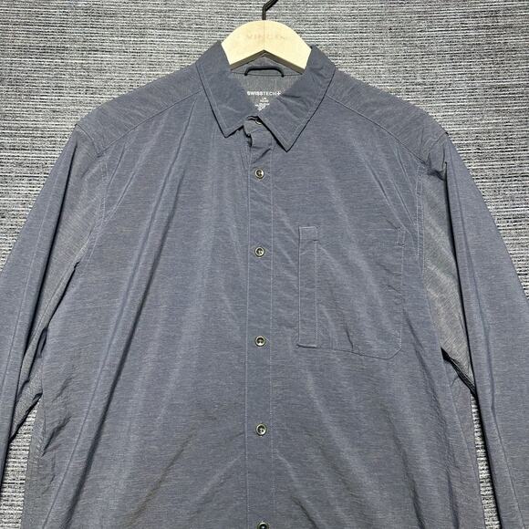Swiss Tech Shirt Men's L Blue Long Sleeve Button Nylon Outdoor Hiking SM48Y120 - Picture 1 of 13